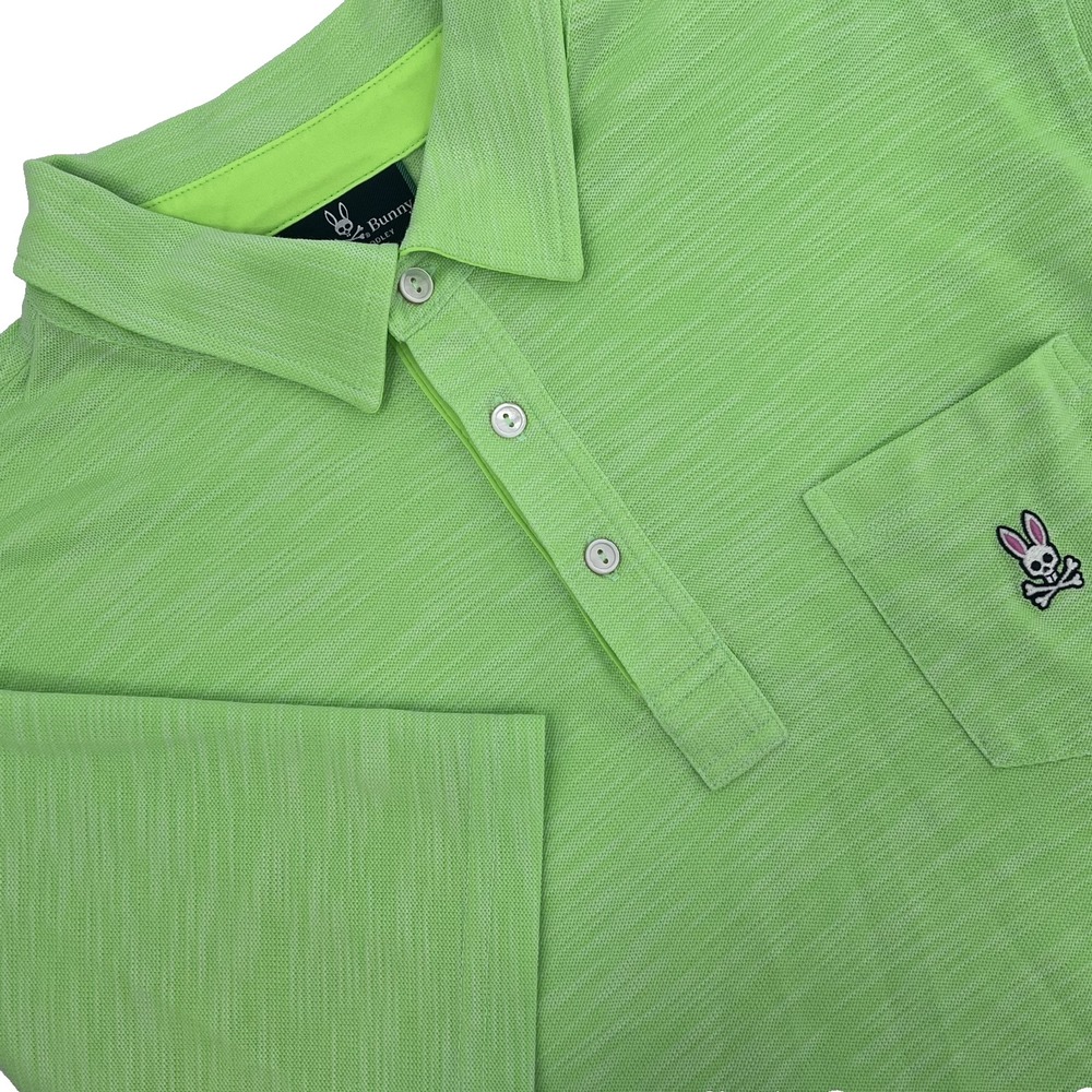 PSYCHO BUNNY Men's Sz 7 (XL) Neon Green Short-Sleeve Cotton/Polyester Polo Shirt